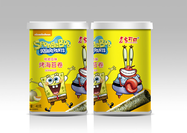 香當可口海綿寶寶系列-烤海苔卷哈密瓜味桶裝