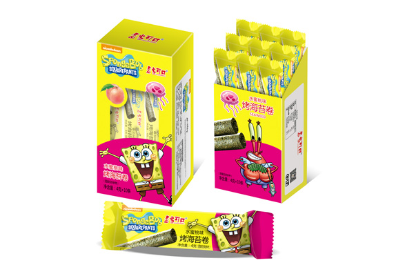 香當可口海綿寶寶系列-烤海苔卷水蜜桃味盒裝