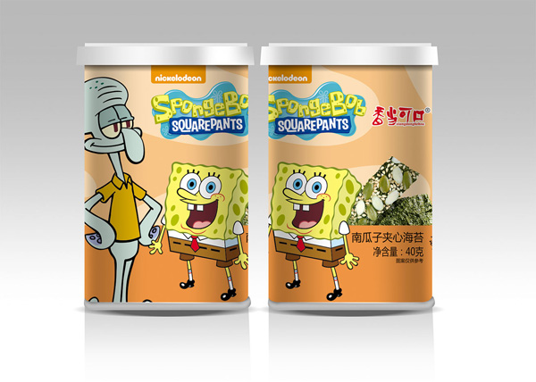 香當可口海綿寶寶系列-南瓜子夾心海苔桶裝