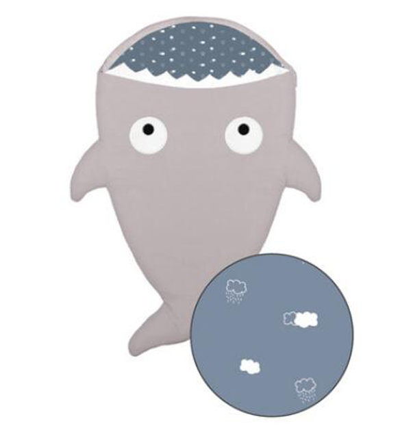 西班牙baby bites 鯊魚睡袋 灰色藍云朵