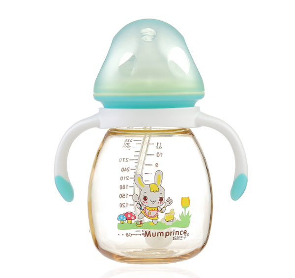 媽咪王子PPSU寬口自動(dòng)吸320ml蘑菇奶瓶 藍(lán)色
