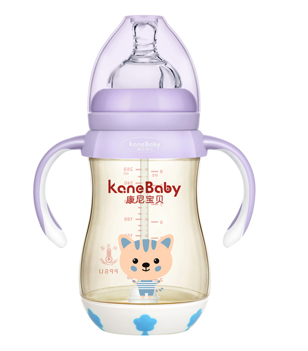 康尼寶貝時尚條紋貓小子PPSU奶瓶-紫色
