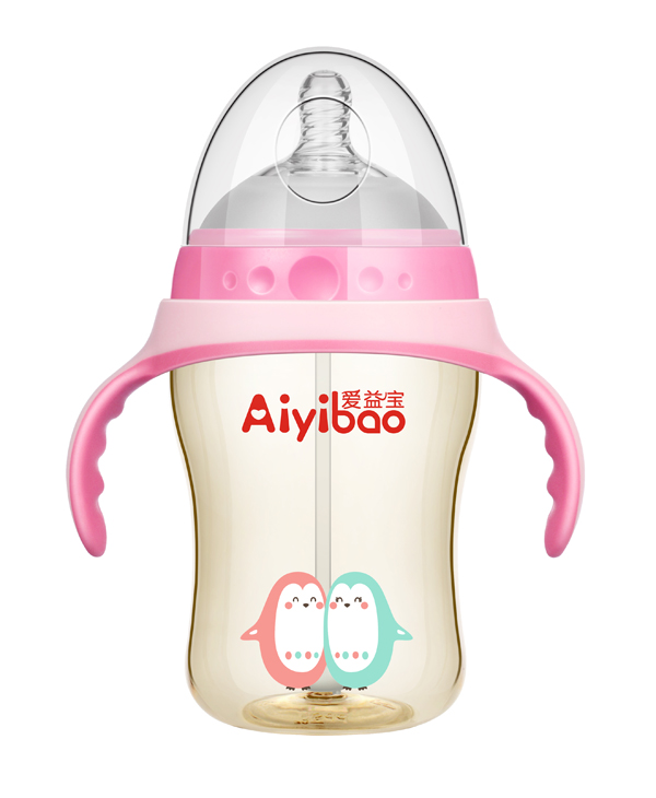 愛(ài)益寶廣口有柄自動(dòng)PPSU奶瓶 粉色
