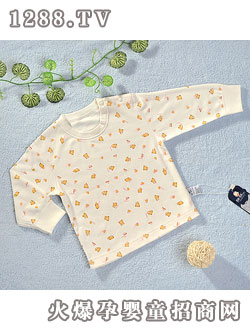 迪迪40支雙面布片印花長(zhǎng)袖肩開(kāi)上衣