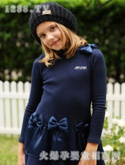 公主感唯美藍色針織連衣裙