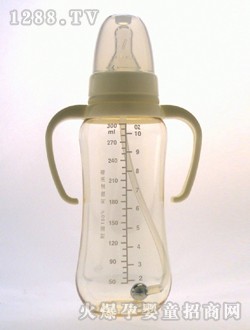 帶柄自動(dòng)PES奶瓶300mL刻度