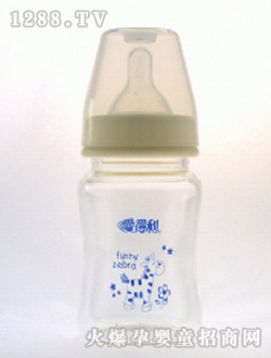 寬口晶鉆玻璃奶瓶150mL藍色