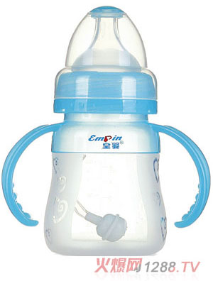 皇嬰寬口硅膠自動(dòng)奶瓶150ml藍(lán)色