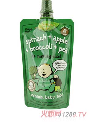 葉子?jì)雰汗?菠菜、蘋果、椰菜和豌豆)