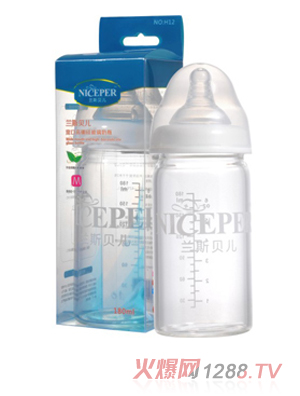 蘭斯貝兒寬口高硼硅玻璃奶瓶250ml