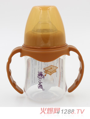 博士小帽PP有柄自然親子寬口自動奶瓶120ml橙色