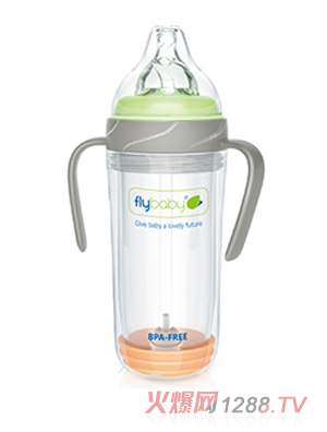 飛樂比寬口PP樂護套雙柄玻璃大奶瓶240ml