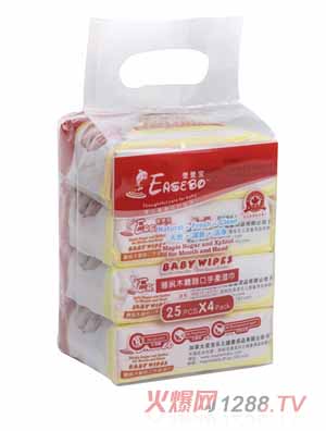 壹壹寶糖楓木糖醇yinge口手濕巾25片4連包
