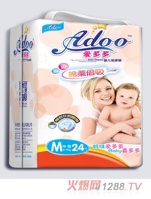 愛(ài)多多棉柔倍吸嬰兒紙尿褲M(mǎn)碼24片
