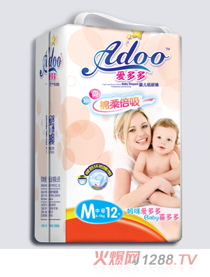 愛(ài)多多棉柔倍吸嬰兒紙尿褲M(mǎn)碼12片