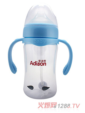 愛(ài)迪熊180寬口徑有耳感溫自動(dòng)母乳實(shí)感仿生PP奶瓶