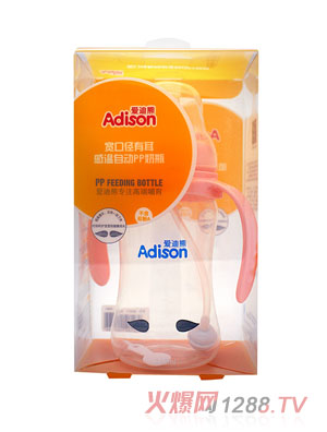 愛(ài)迪熊250ml寬口有耳感溫自動(dòng)PP奶瓶
