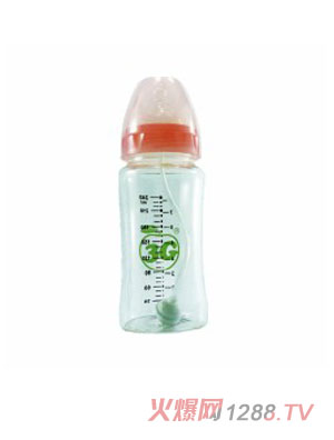 小蘋果晶鉆玻璃奶瓶240ML粉色