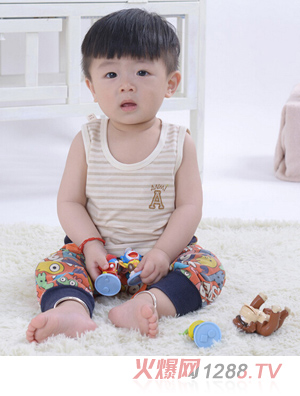 安米小熊夏裝有機(jī)棉彩棉舒適背心衫A1471