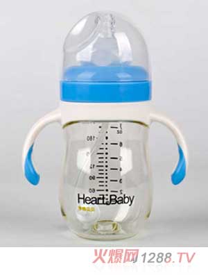 亨特貝貝寬口PPSU210ml藍色奶瓶帶手柄