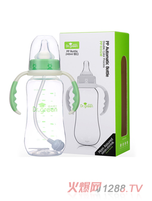 格林博士標(biāo)口PP自動(dòng)奶瓶240ML綠色