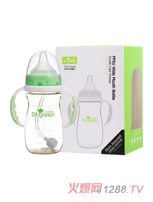 格林博士PPSU寬口奶瓶240ML綠色