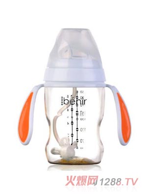 清素250ml寬口自動PPSU奶瓶配變流量奶嘴-玫紅色