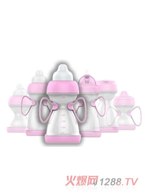 綠糖生活玫瑰色奶瓶280ML