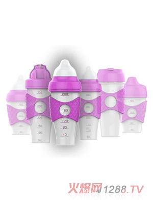 綠糖生活紫色水晶奶瓶280ml