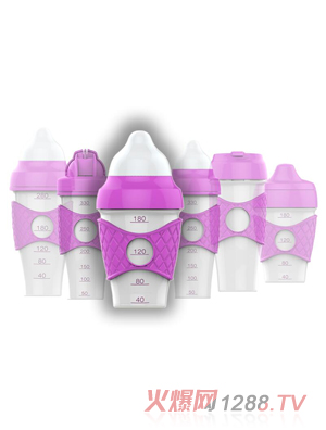 綠糖生活紫色水晶奶瓶180ml