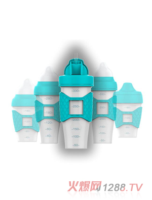 綠糖生活藍(lán)色水晶奶瓶330ml