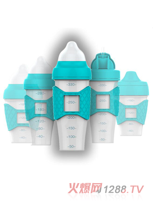 綠糖生活藍(lán)色水晶奶瓶330ml