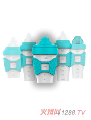 綠糖生活藍(lán)色水晶奶瓶180ml