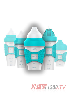 綠糖生活藍(lán)色水晶奶瓶180ml