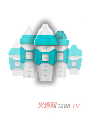 綠糖生活藍(lán)色水晶奶瓶280ml