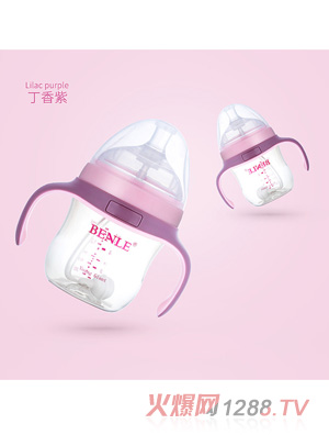 BENLE貝恩樂廣口徑防脹氣帶手柄PPSU奶瓶160ML丁香紫
