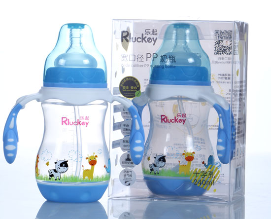 樂起240ml寬口PP奶瓶藍