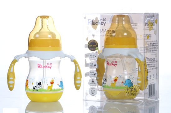 樂起180ml寬口徑PP奶瓶黃色