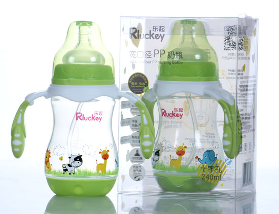 樂起240ml寬口PP奶瓶綠